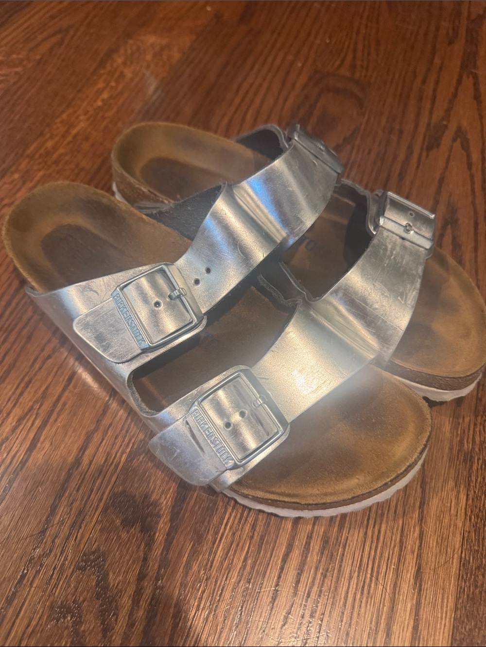 Birkenstock Arizona Sandals Silver Straps in Size 39/8.5